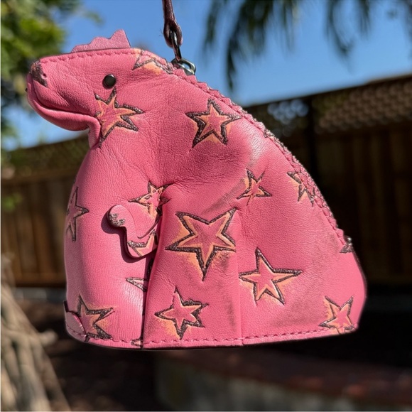 COACH Dino Starlight Rexy Tyrannosaurus T Rex STAR Coin Pouch Leather  27131 - Picture 2 of 16
